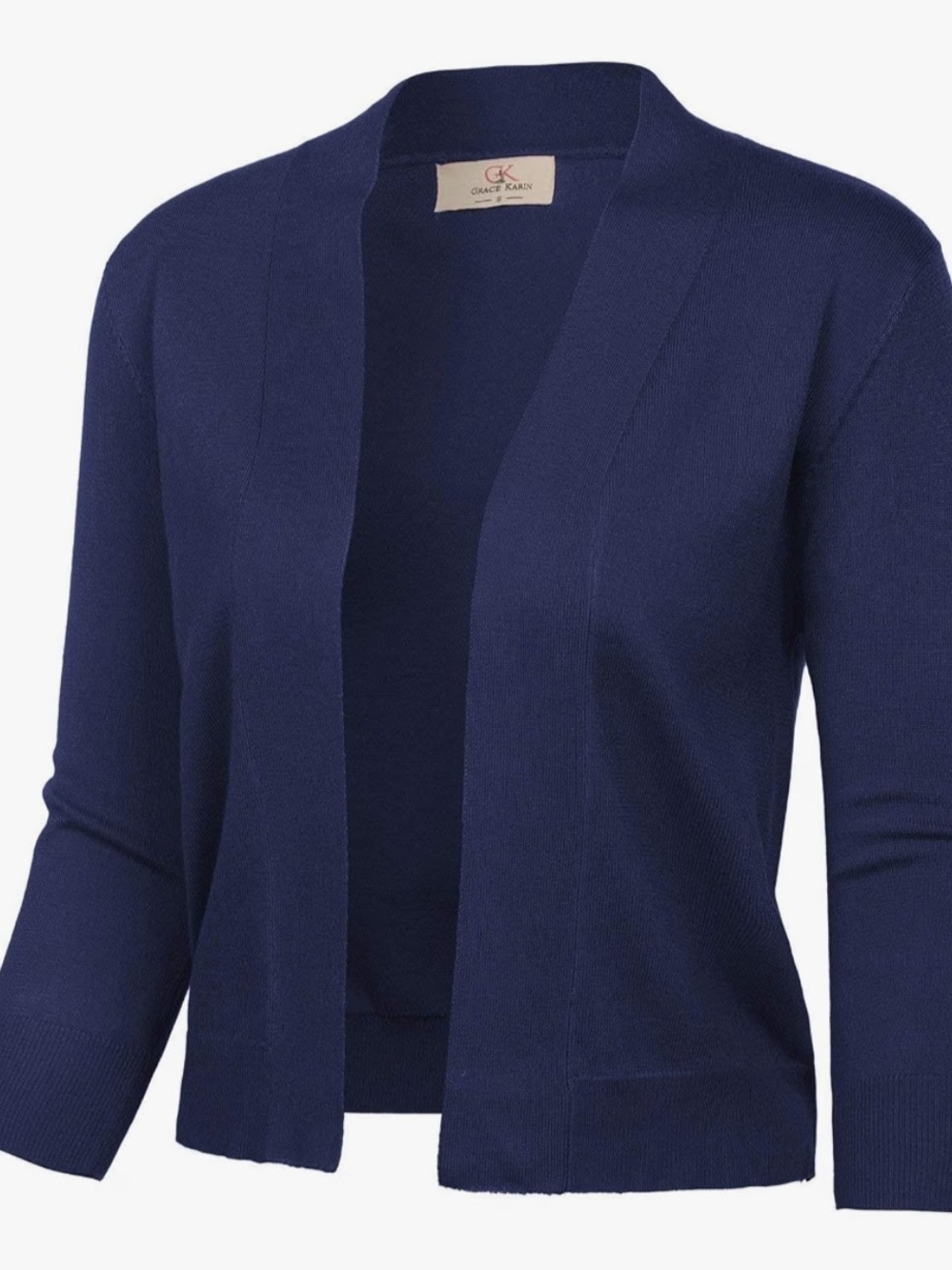 Navy Blue Open-Front Knit Cardigan